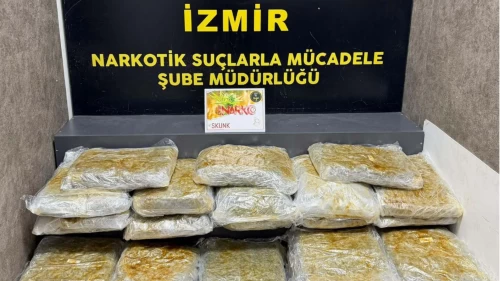 İzmir’deki evde 29 kilo 800 gram skunk ele geçirildi