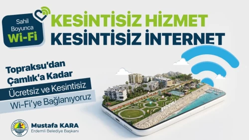 Erdemli Belediyesi, 7 kilometrelik sahil şeridini Wi-Fi 7 teknolojisi ve ücretsiz kesintisiz internet ağıyla donattı!