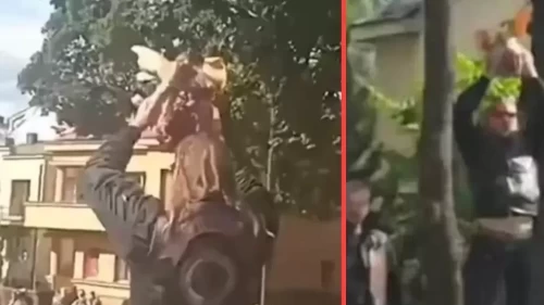Litvanya’da cami önünde skandal provokasyon!