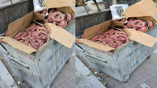 Çöpe kilolarca kangal sucuk attılar!