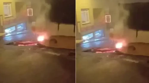 Açıkta kalan elektrik kabloları alev aldı