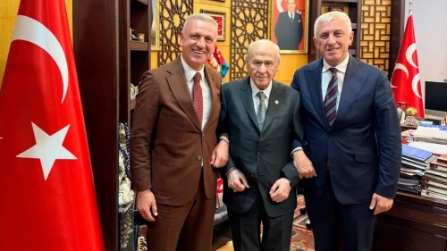 Oktay Saral ve Of Belediye Başkanı Sarıalioğlu'ndan MHP Lideri Devlet Bahçeli'ye ziyaret