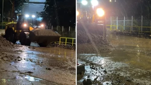 Rize'de dere taştı, yollar ulaşıma kapandı