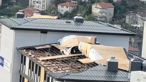 Fırtına KYK kız öğrenci yurdunun çatısını söktü