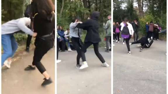 Kız öğrenciler saç saça kavga etti, o anları gülerek kayda aldılar