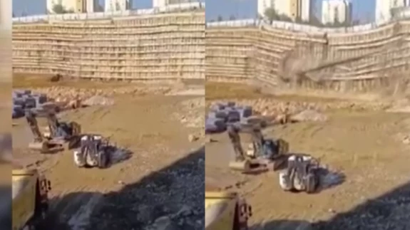 Ümraniye’de yol çöktü: İstinat duvarı yıkıldı, korku dolu anlar kamerada