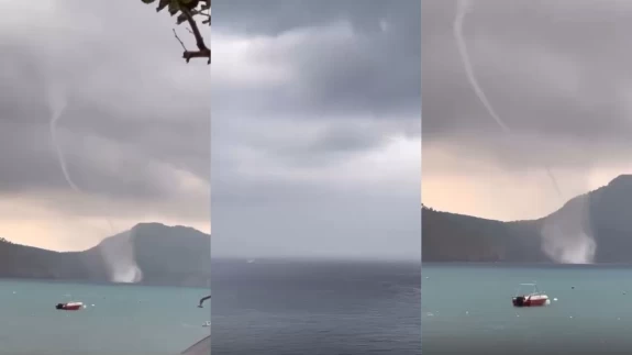 Antalya’da deniz üzerinde korkutan hortum! Tekneye metreler kala etkisini kaybetti