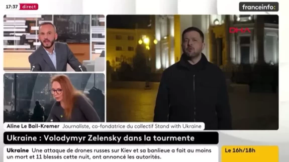 Zelenski ile canlı bağlantı sırasında Fransız kanalında bomba alarmı verildi