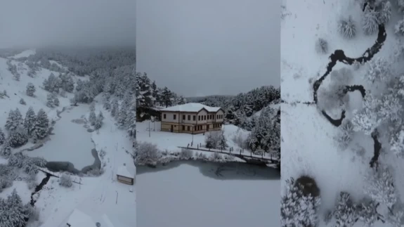 Erzincan’daki Dumanlı Tabiat Parkı karla kaplandı