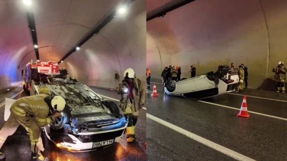 Gece saatlerinde kaza! Tantavi Tüneli’nde otomobil kontrolden çıktı