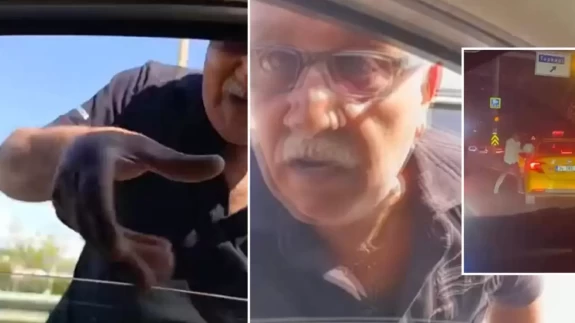 Biri otomobile yumrukla diğeri kaskla saldırdı