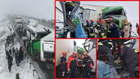 Erzurum'da katliam gibi kaza! Onlarca araç birbirine girdi: Ölü ve yaralarılar var