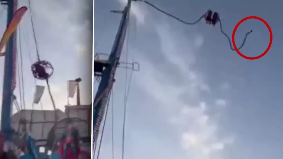Lunaparkta oyuncağın halatı koptu: Yaralılar var