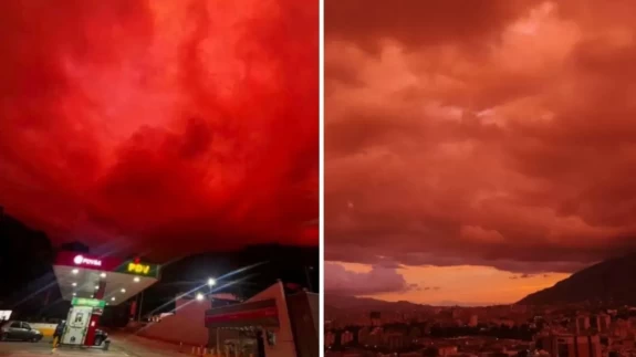 Kızıl gökyüzü kıyamet paniği yarattı