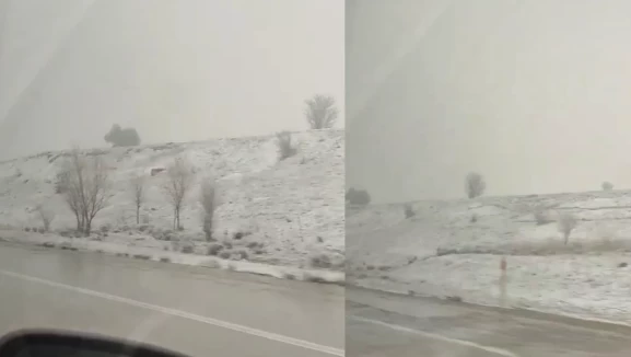 Nisan ortasında kar sürprizi! Yol beyaza büründü