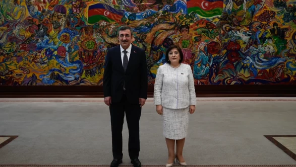 Cumhurbaşkanı Yardımcısı Yılmaz, Azerbaycan Milli Meclis Başkanı Gafarova ile görüştü