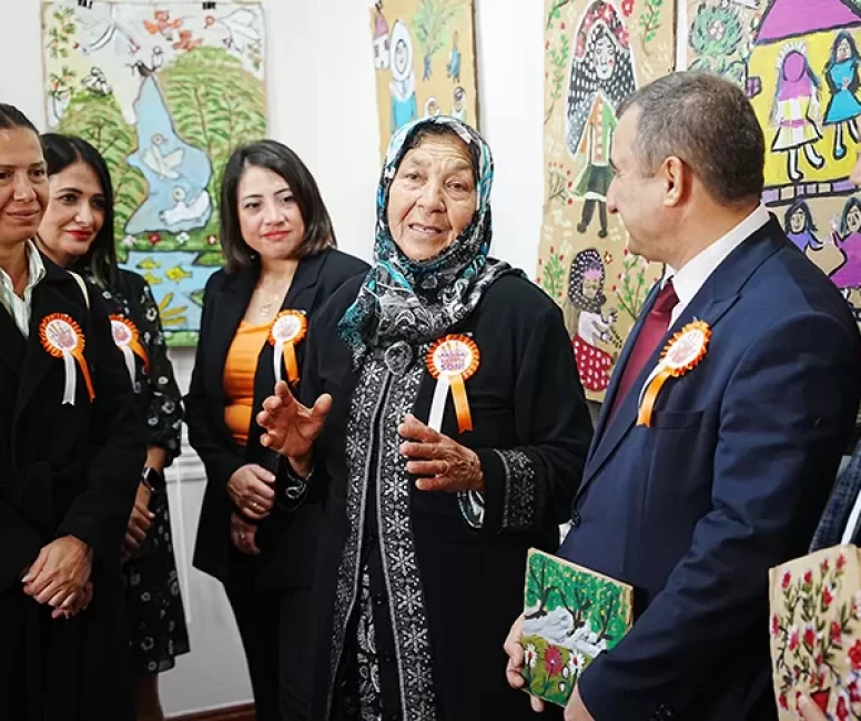 Çanakkale'de 73 yaşındaki Hakime teyzenin yaptığı resimlerden oluşan sergi açıldı