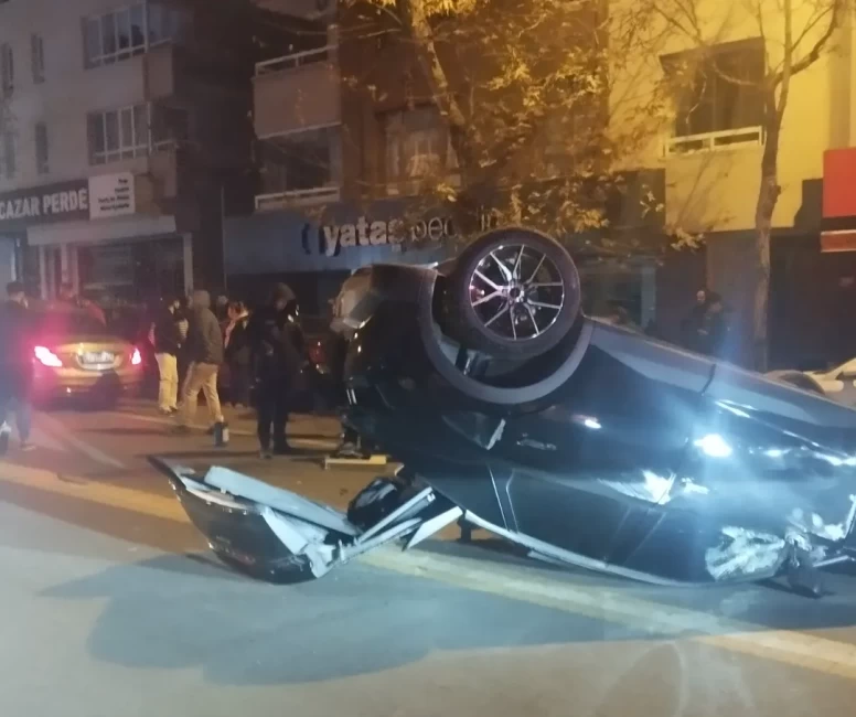 Çankaya’da zincirleme kaza: otomobil takla attı, 1 kişi yaralandı