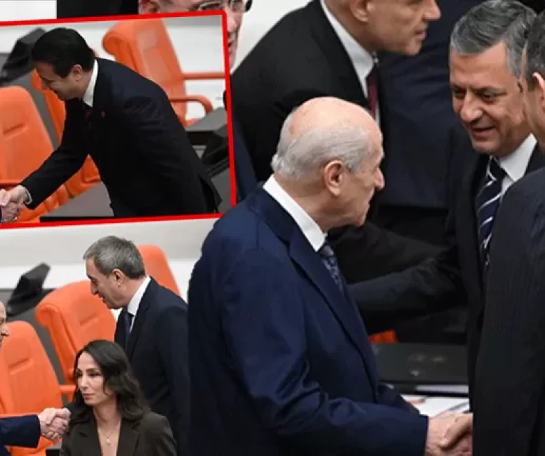 MHP Lideri Devlet Bahçeli Meclis'te birleşmenin sembolü oldu! Tokalaşmak için sıraya girdiler