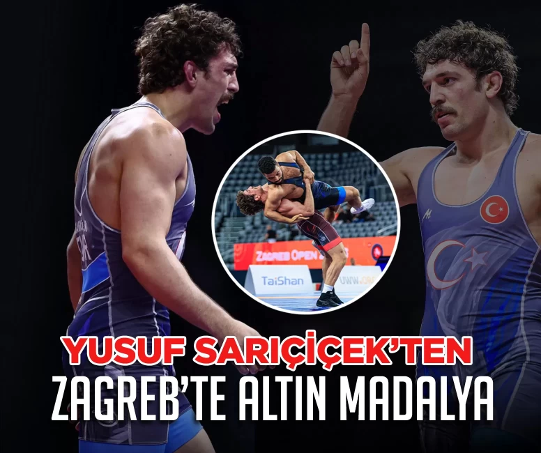 Milli güreşçi Yüksel Sarıçiçek'ten Zagreb'te altın madalya