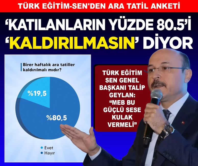Türk Eğitim-Sen'den ara tatil anketi: 'Katılanların yüzde 80.5'i ‘kaldırılmasın' diyor'