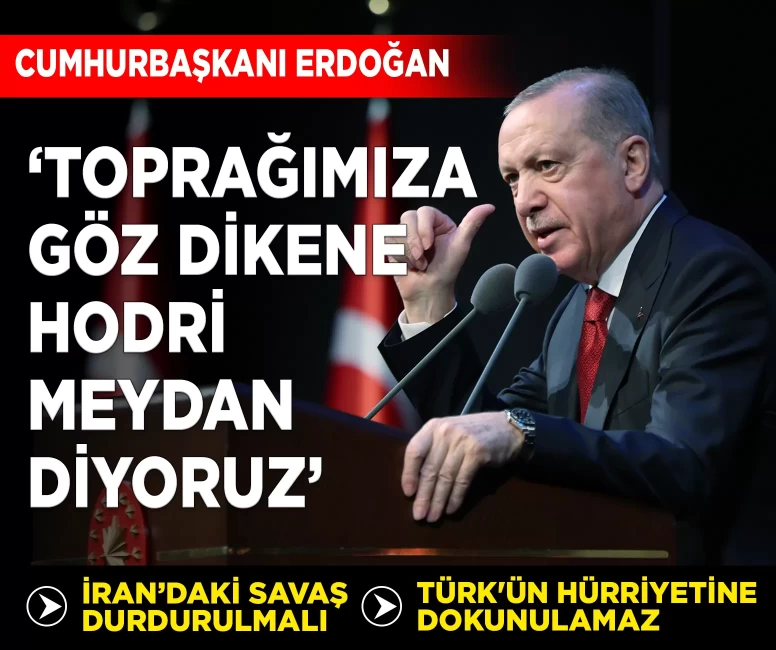 Cumhurbaşkanı Erdoğan: 'Topraklarımıza göz diken olursa 'hodri meydan' demekten çekinmeyiz'