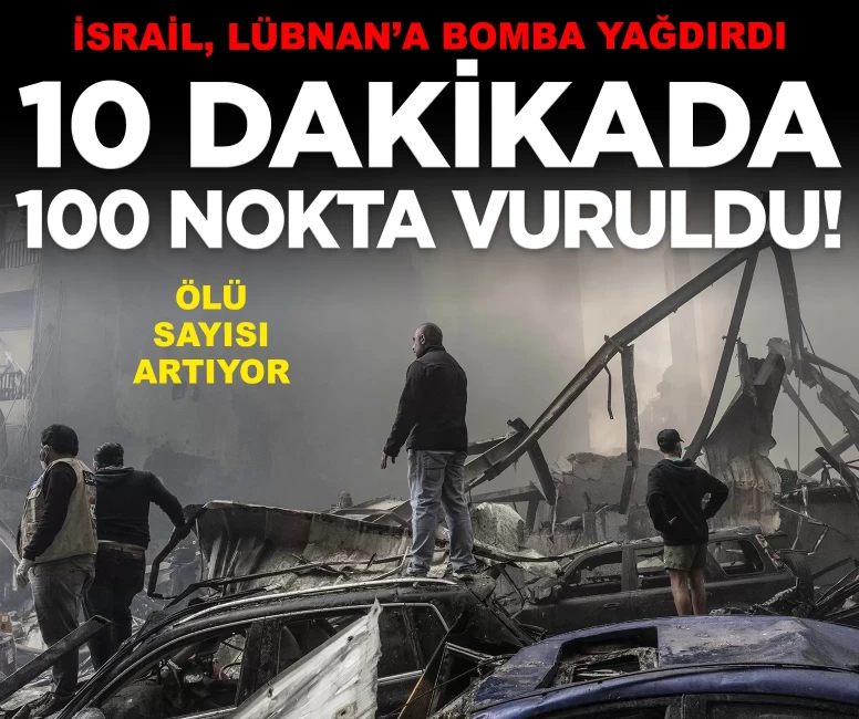 İsrail, Lübnan'a ölüm yağdırdı! 10 dakikada 100 nokta vuruldu