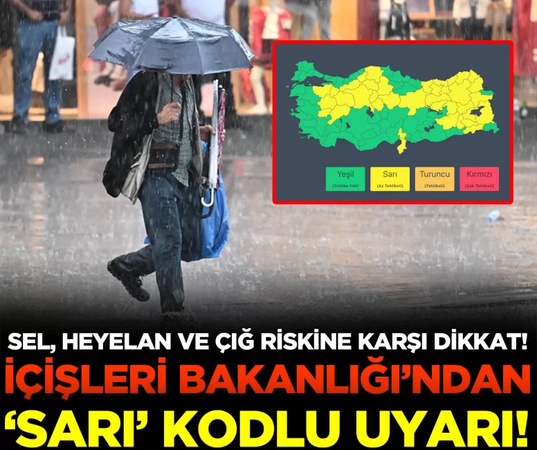 İçişleri Bakanlığı'ndan 'sarı' kodlu meteorolojik uyarı