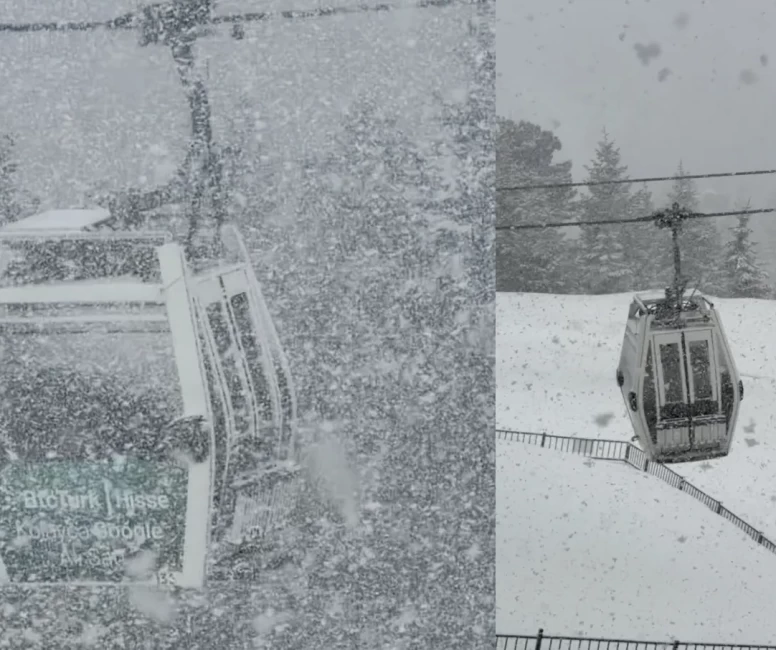 Bursa’da bahar molası! Uludağ Nisan ayında beyaz gelinliğini giydi