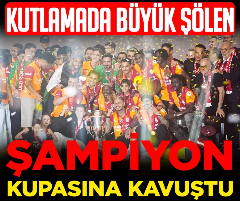 Şampiyon Galatasaray kupasına kavuştu! Kutlamada büyük şölen