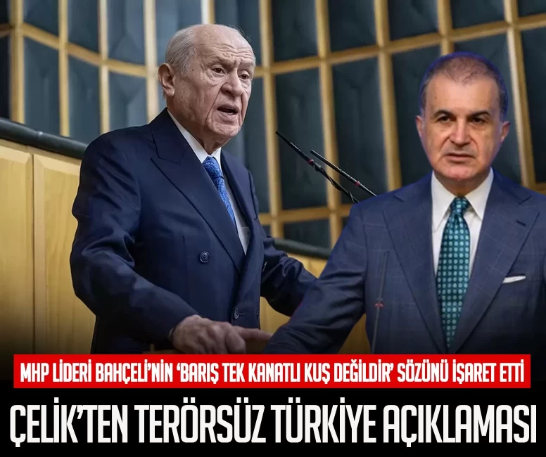 MHP lideri Bahçeli'nin "Barış tek kanatlı kuş değildir" sözüne işaret eden Çelik'ten terörsüz Türkiye açıklaması