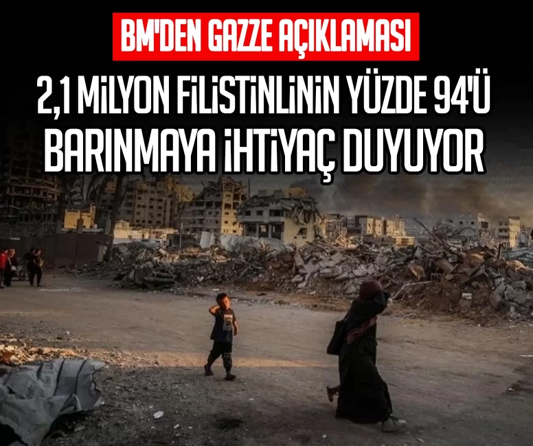 BM'den Gazze açıklaması: 2,1 milyon Filistinlinin yüzde 94'ü barınmaya ihtiyaç duyuyor