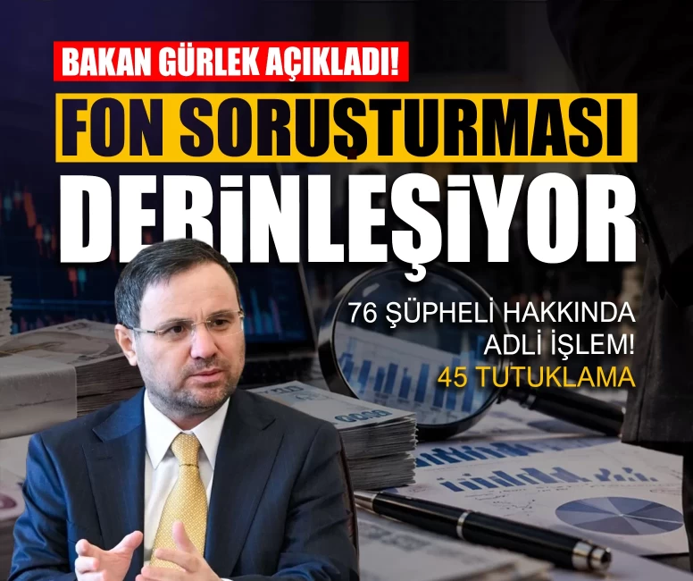 Bakan Gürlek açıkladı! Fon soruşturması derinleşiyor: 76 şüpheli hakkında adli işlem! 45 tutuklama