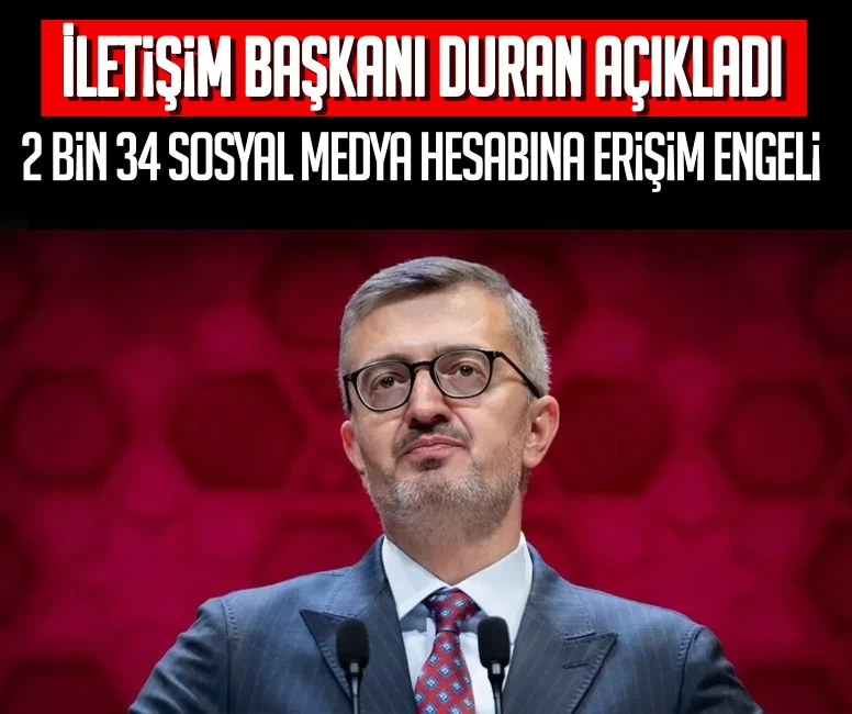 İletişim Başkanı Duran açıkladı: 2 bin 34 sosyal medya hesabına erişim engeli