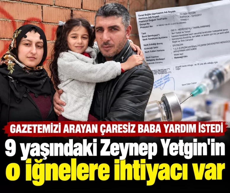9 yaşındaki Zeynep Yetgin'in o iğnelere ihtiyacı var