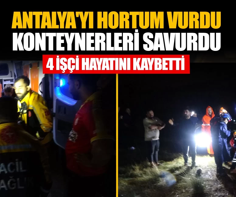 Antalya'da şantiyeyi vuran hortum konteynerleri savurdu
