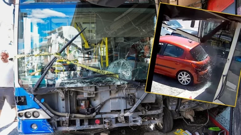 Kontrolden çıkan belediye otobüsü iş yerine girdi