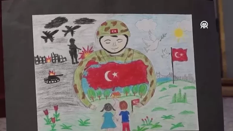 Mehmetçik ve vatan için çizdiler!