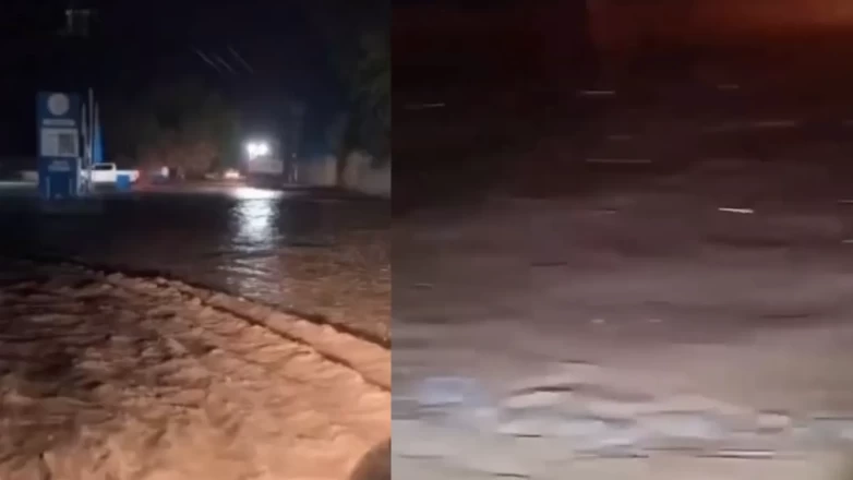 Otel ve akaryakıt istasyonunun bahçesini su bastı