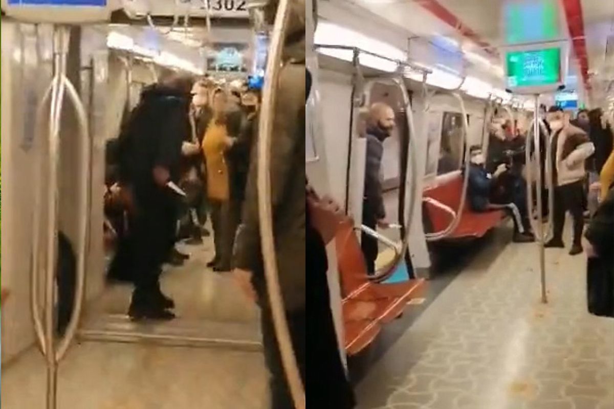 İstanbul metrosunda dehşete düşüren görüntü! Kadın yolcuya bıçak çekti 1