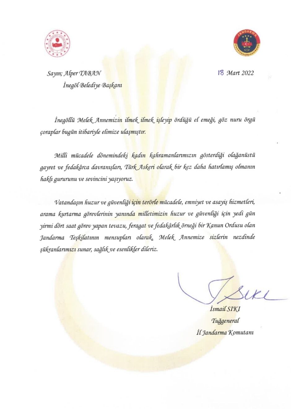 Jandarmadan askerlere çorap ören Melek teyzeye teşekkür 3