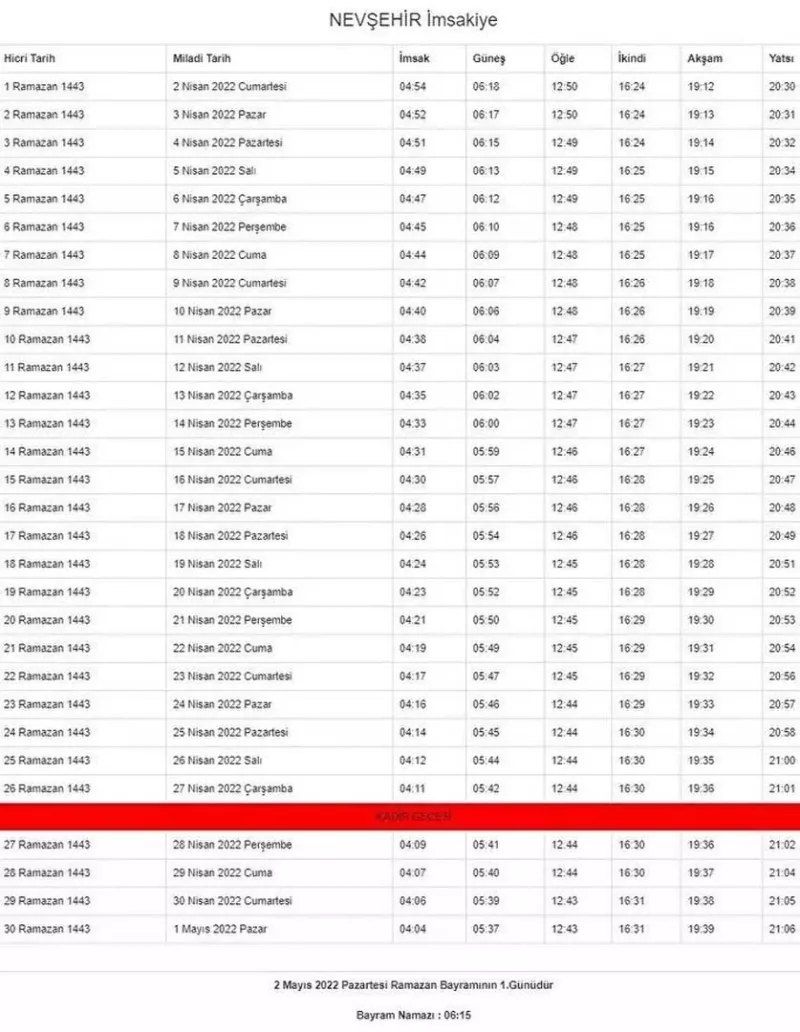 Ramazan ayı başlıyor... İşte, il ili imsakiye vakitleri 62