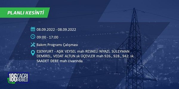 8 Eylül Perşembe elektrikler ne zaman saat kaçta gelecek? İşte elektrik kesinti saatleri 22