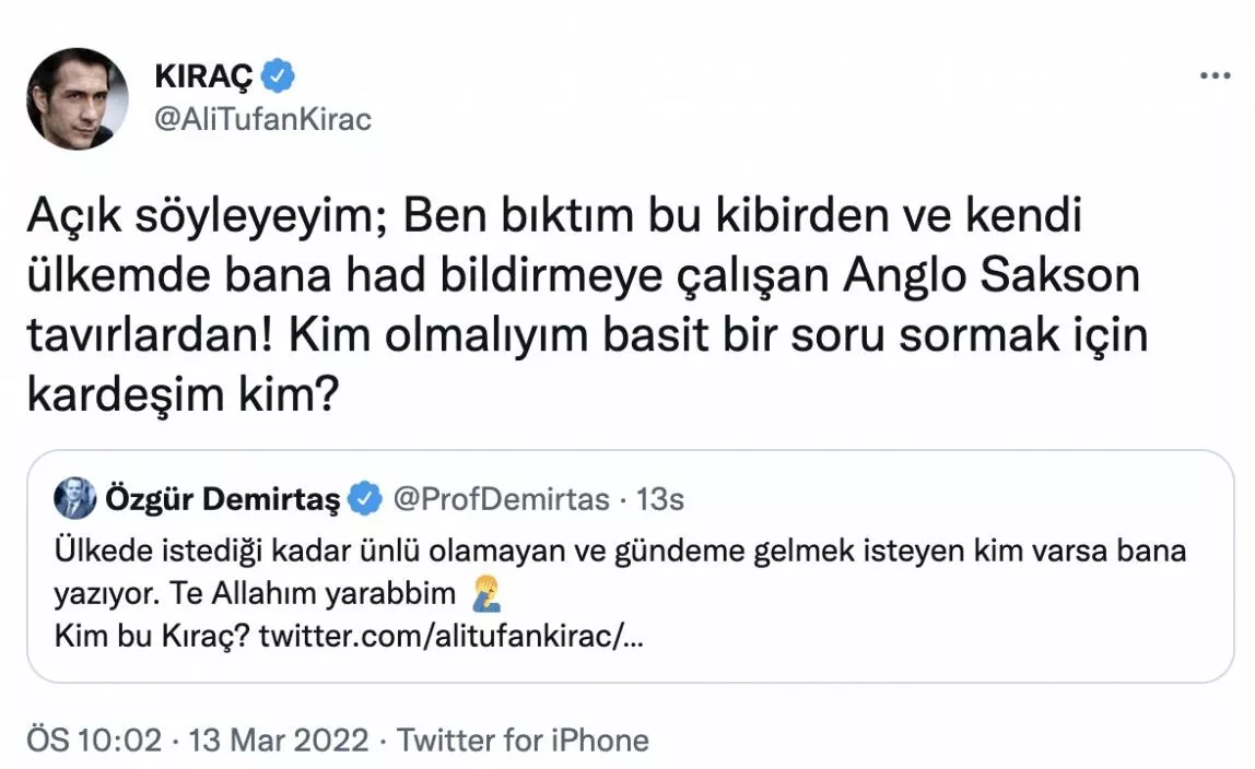 Kıraç'tan kendisini engelleyen Özgür Demirtaş'a: ‘Türkiye bunların umurunda değil' 5