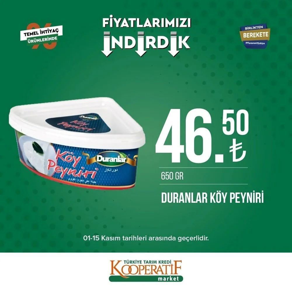Tarım Kredi Kooperatif Market indirimli ürünler listesi belli oldu 12