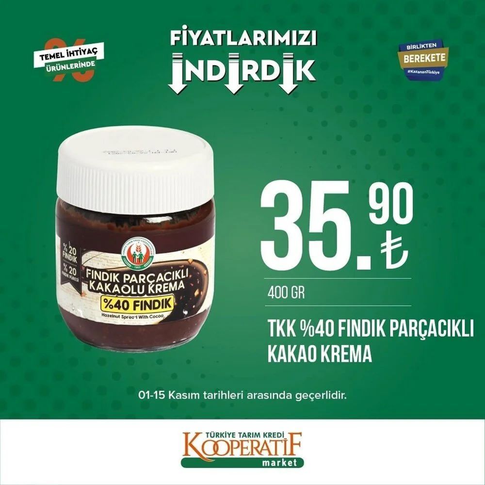 Tarım Kredi Kooperatif Market indirimli ürünler listesi belli oldu 18