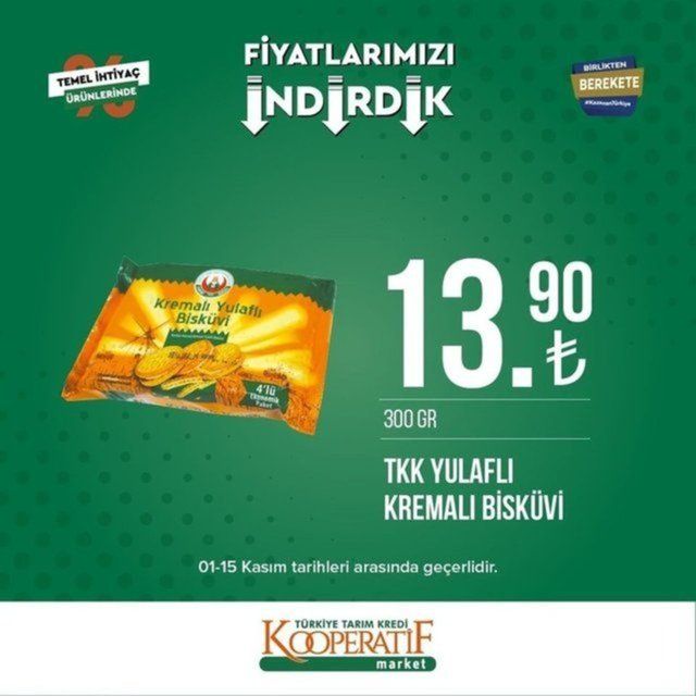Tarım Kredi Marketlerinde indirim devam ediyor: Son gün 15 Kasım 15
