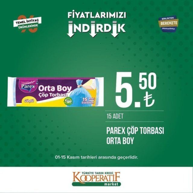 Tarım Kredi Marketlerinde indirim devam ediyor: Son gün 15 Kasım 16