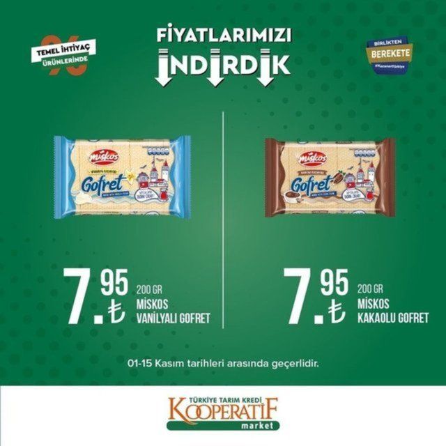 Tarım Kredi Marketlerinde indirim devam ediyor: Son gün 15 Kasım 31