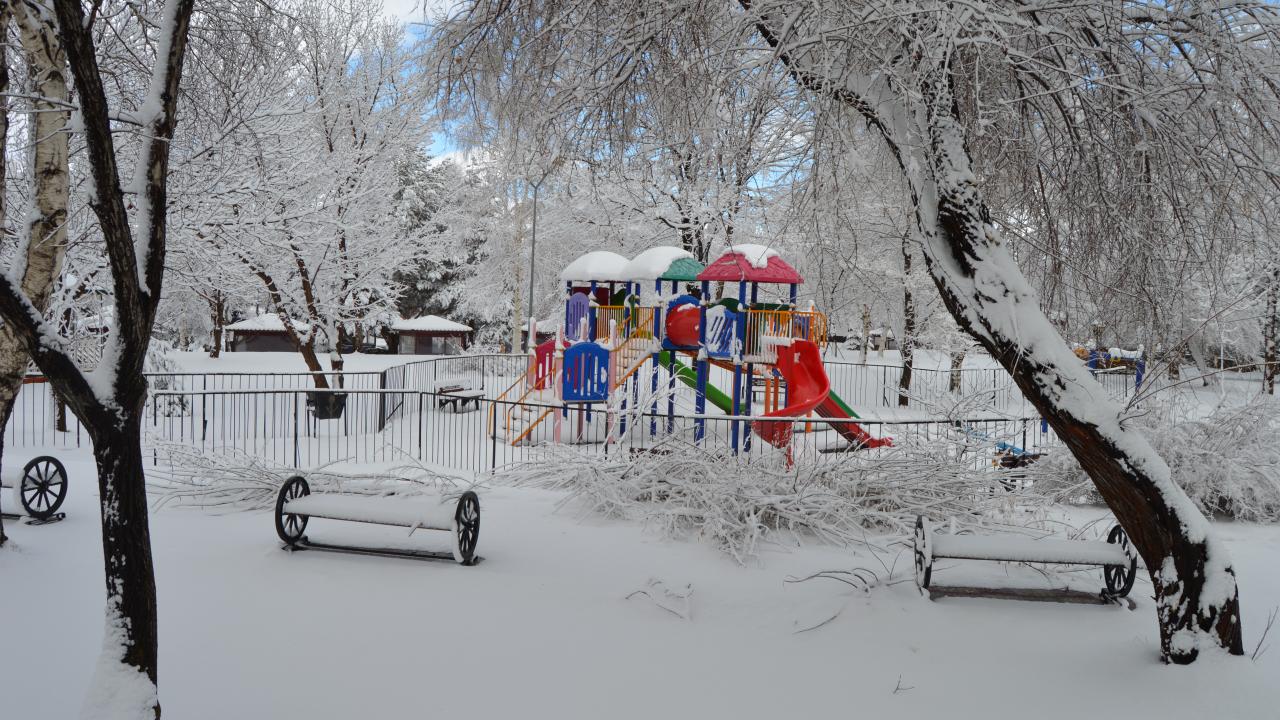 Erzurum, ilkbaharda yağan karla beyaza büründü 4